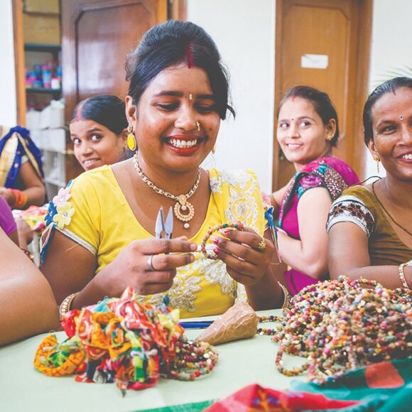 Fair Trade NWT 2 Strand Boho Necklace Handmade Upcycled Kantha Fabric Recycled - Picture 11 of 16